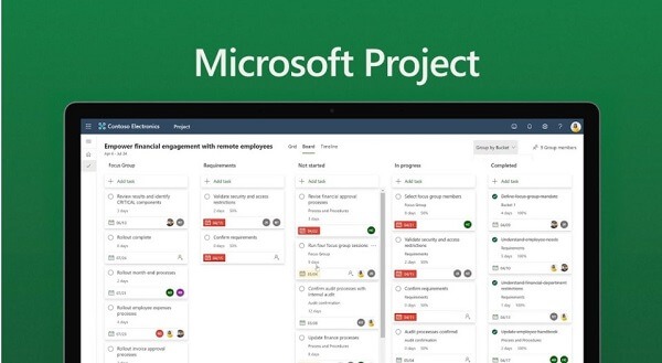 Giao diện của phần mềm quản lý nhiệm vụ dự án Microsoft Project